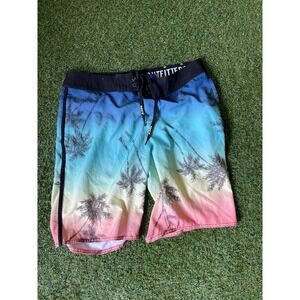 American Eagle Outfitters Board Shorts Mens Medium Multicolor Stretch Palm Trees
